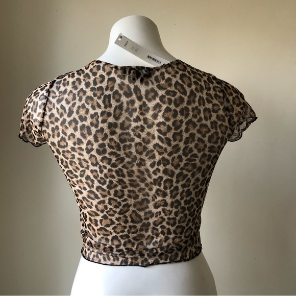 AQUA Animal Printed Mesh Crop Tee, XS NWT - Picture 6 of 7
